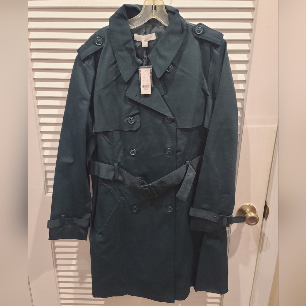 Brand New New York & Company Hunter Green Trench Coat